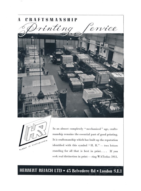 'A Craftsmanship Printing Service - Herbert Reiach Ltd', 1939. Artist: Unknown.