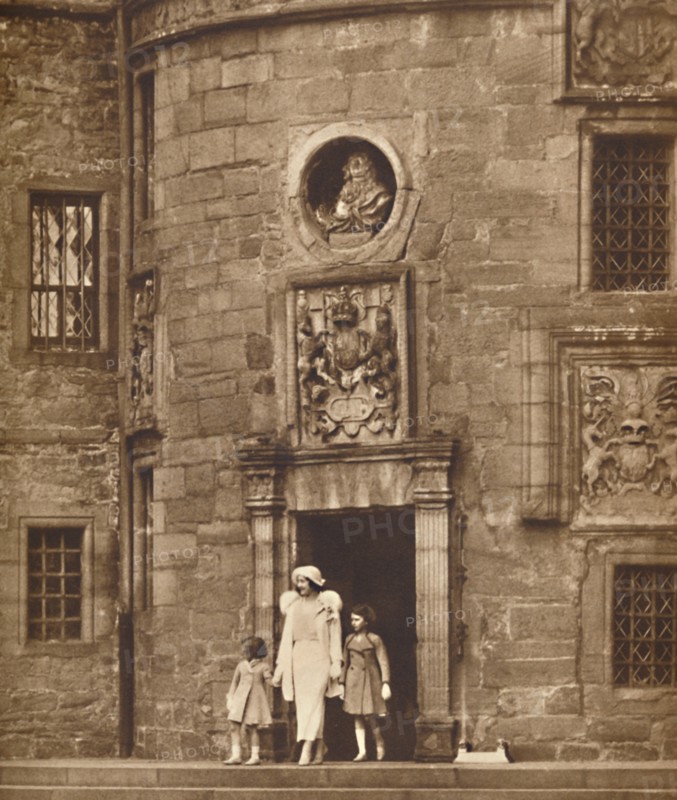 'The Queen at Her Old Home', Glamis Castle, c1936 (1937). Creator: Unknown.