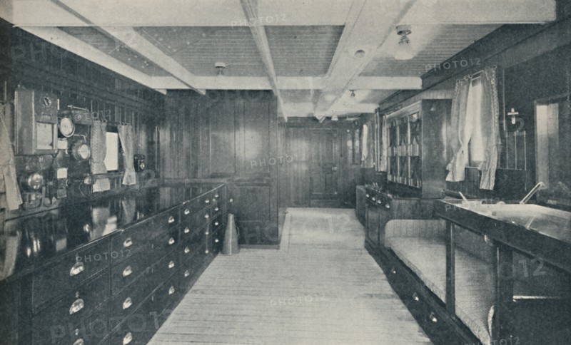 'Control Centre of the Empress of Britain, chart-room and  wheel-house', 1936. Artist: Unknown.