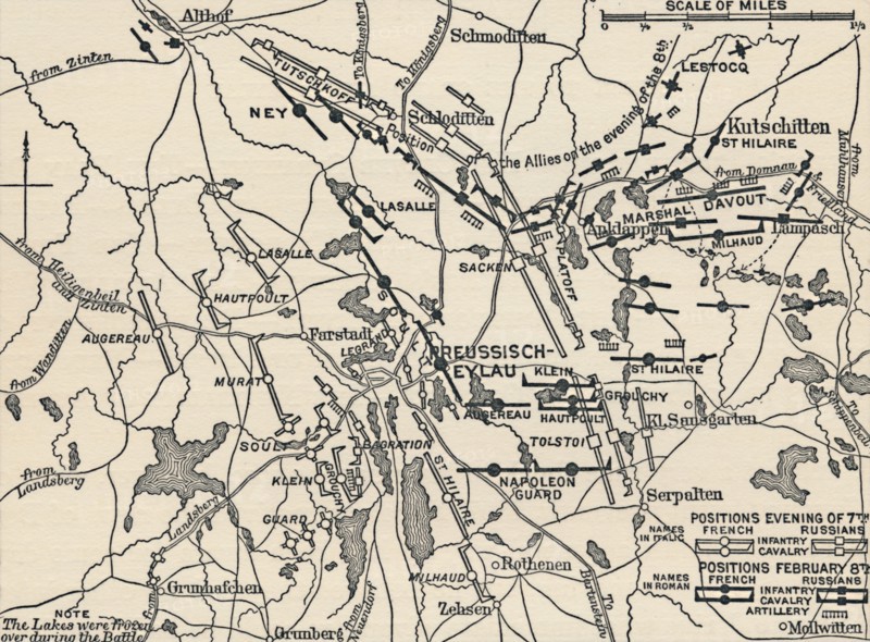 'Map of the Battle of Eylau', 1807, (1896). Artist: Unknown.