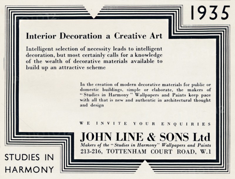 'Interior Decoration a Creative Art - John Line & Sons Ltd', 1935. Artist: Unknown.