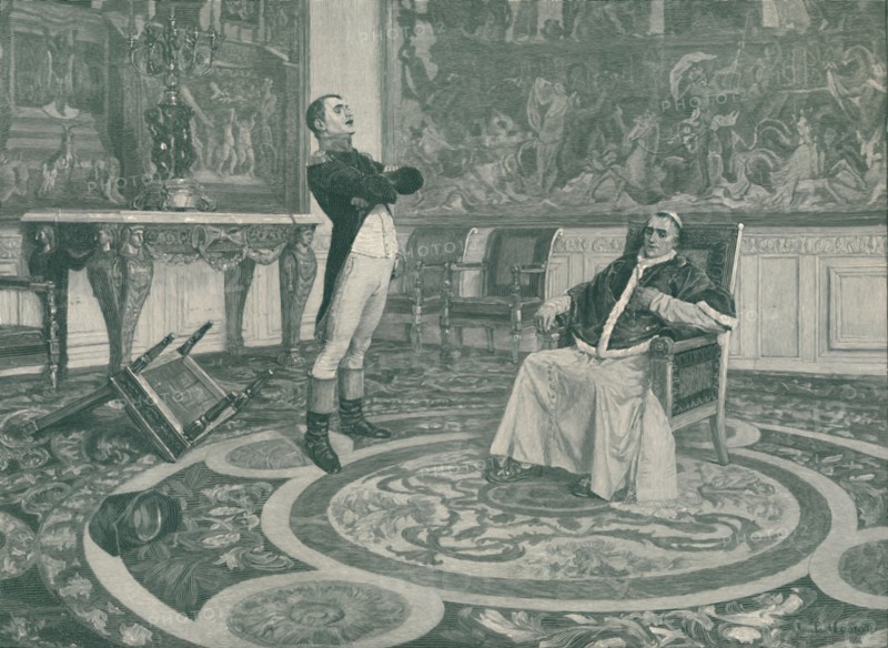 'Napoleon And Pius VII at Fontainbleau', 1813, (1896). Artist: Peter Aitken.