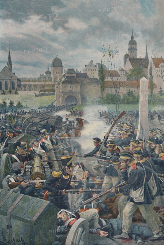 'The French Army Leaving Leipsic', 1813, (1896).  Artist: Unknown.