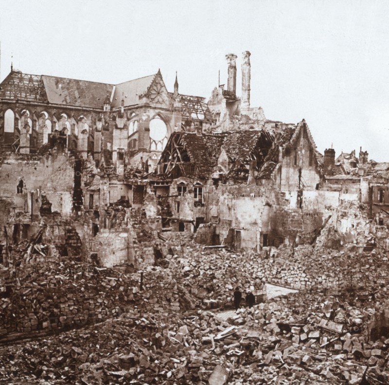 Soissons Cathedral, Soissons, northern France, c1914-c1918.  Artist: Unknown.