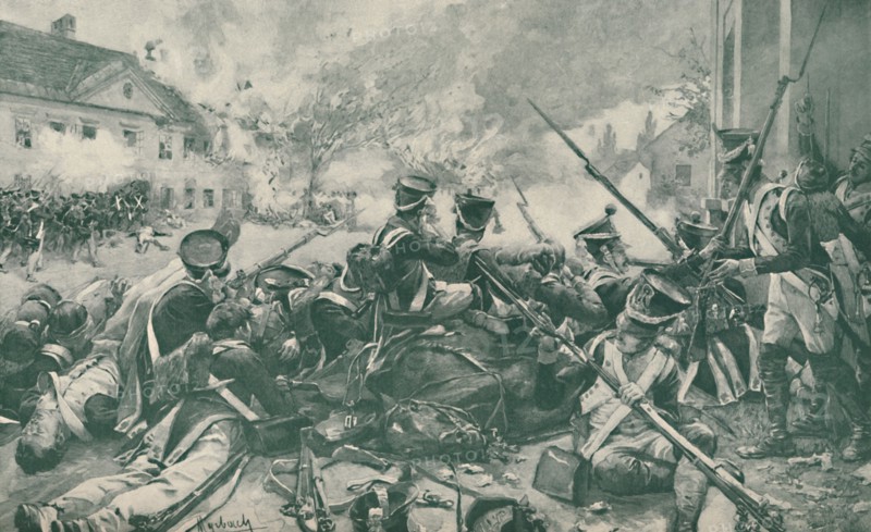 'Fighting In The Streets of Essling', 1809, (1896).  Artist: Unknown.
