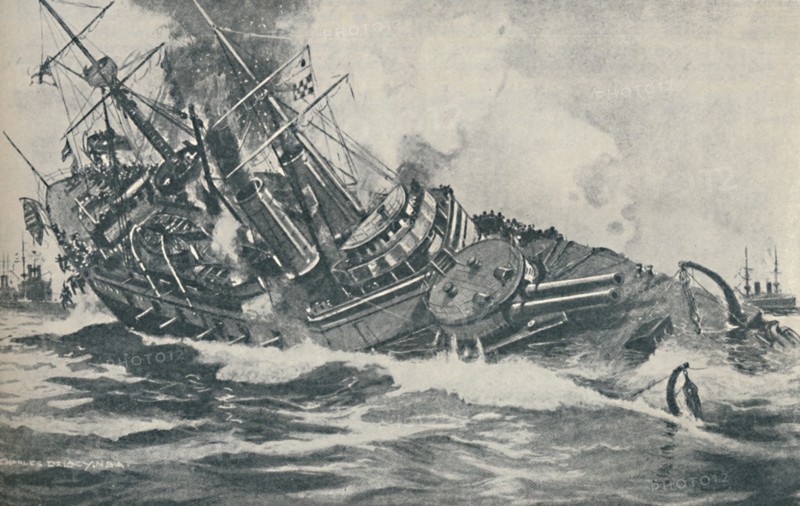 'Last Moments of the Sinking Battleship HMS Victoria, 1893', 1937 Artist: Unknown.