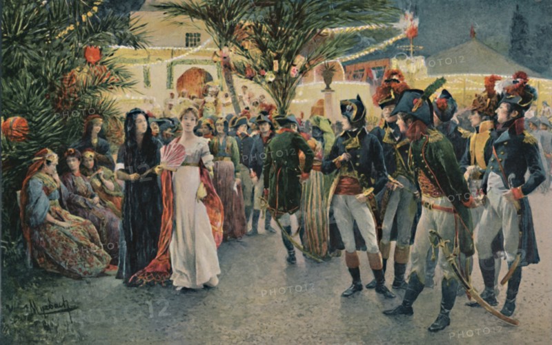 'Bonaparte, Kleber, Eugène De Beauharnais, Lasalle and Junot at the Tivoli Garden in Cairo', 1896. Artist: Unknown.