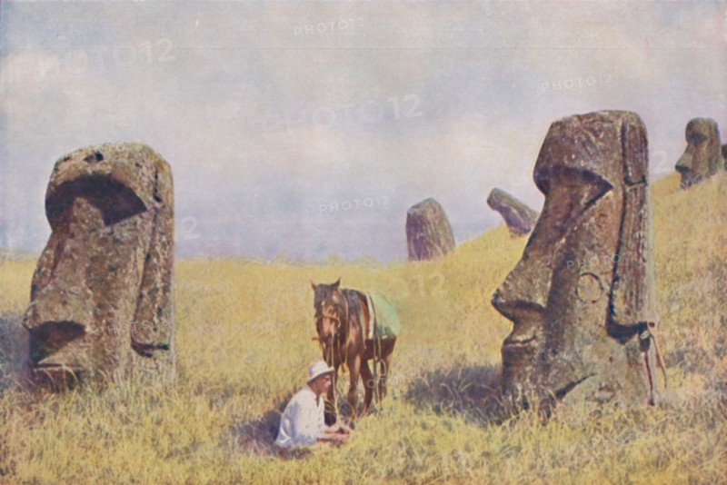 'Silent Custodians of the Secrets of an Old Polynesian Culture', c1935. Artist: William Scoresby Routledge.