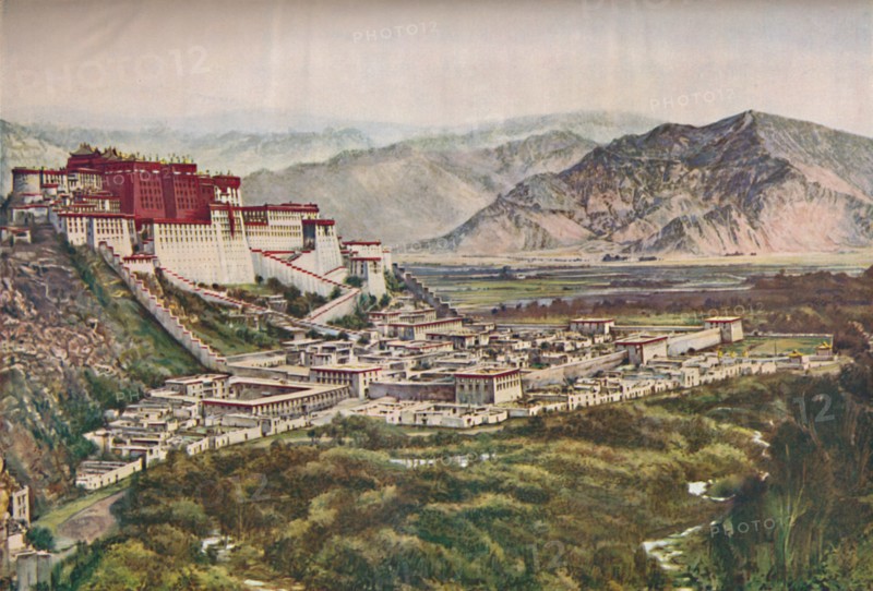 'Frowning Cliffs of Lihasa's Red-Walled Palace Set Perfectly On Its Hill', c1935. Artist: ENA.