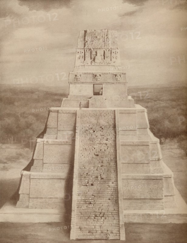 'Reconstructed Model of a Magnificent Maya Temple Pyramid at Tikal', c1935. Artist: Unknown.