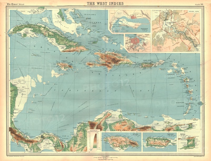 Geographical map of the West Indies. Artist: Unknown.