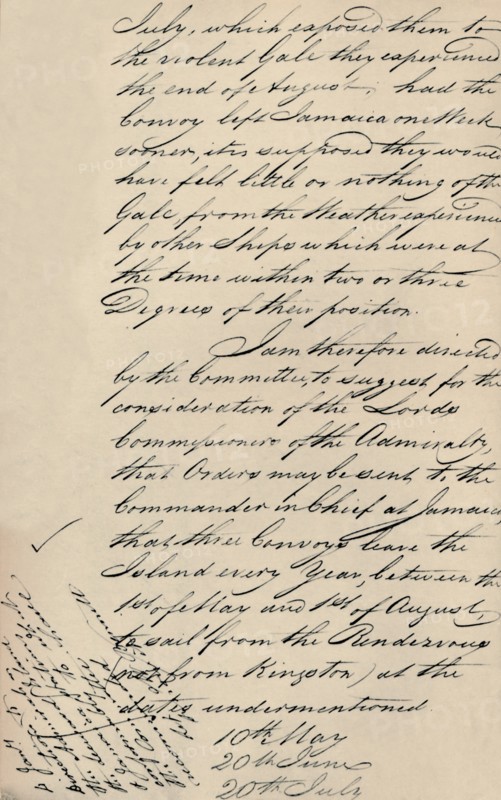 'Part of Letter Dated 31 December 1806 from Lloyd's to the Admiralty', (1928). Artist: Unknown.