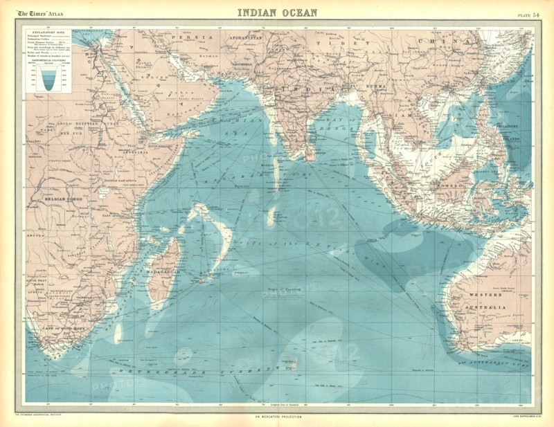 Map of the Indian Ocean. Artist: Unknown.