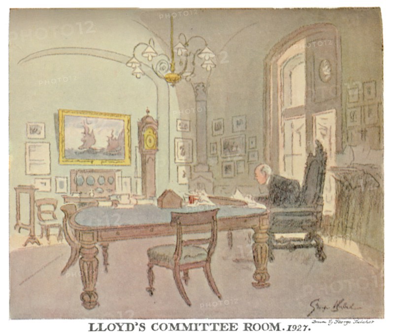 'Lloyd's Committee Room - As Seen By A Punch Artist, 1927', (1928). Artists: George Belcher, Unknown.