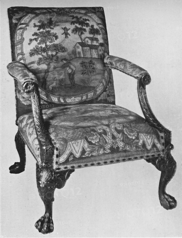 'Chippendale Mahogany Arm-Chair with Needlework Upholstery',  mid 18th century, (1928). Artist: Thomas Chippendale.
