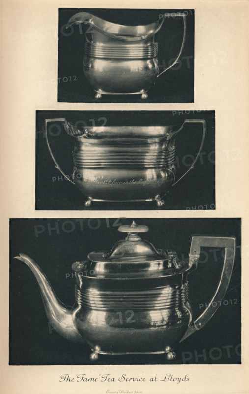 'The Fame Tea Service at Lloyd's', c1804, (1928). Artist: Unknown.