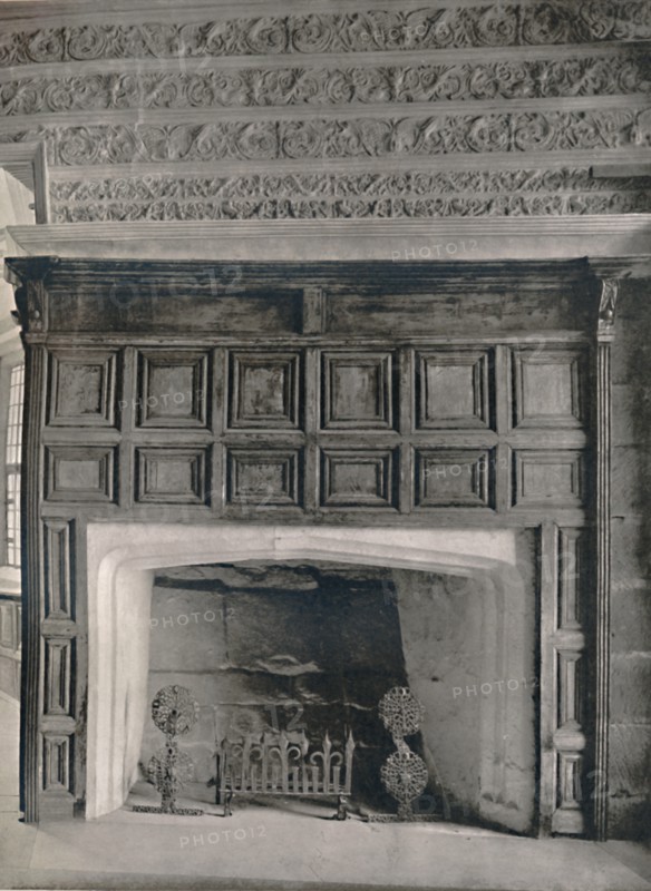 'Chimney-Piece in the Dining Room, Haddon Hall, Derbyshire', 1927. Artist: Unknown.