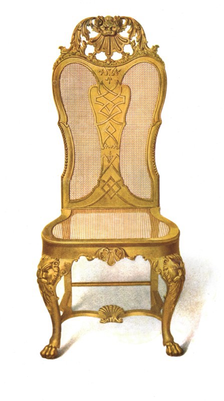 Gilt cane chair, 1906. Artist: Shirley Slocombe.