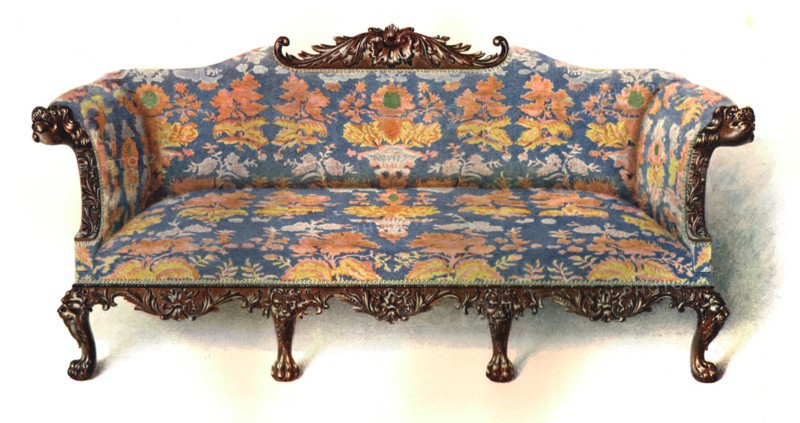 Mahogany sofa, 1906. Artist: Shirley Slocombe.