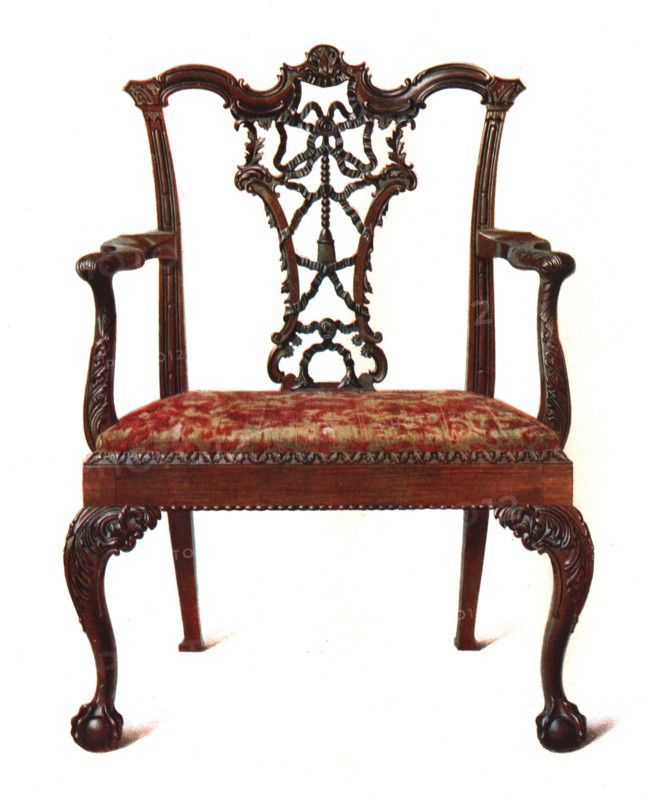Mahogany ribbon back chair, 1906. Artist: Shirley Slocombe.
