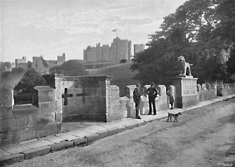 'Alnwick: The Lion Bridge and Castle', c1896. Artist: M Aunty.
