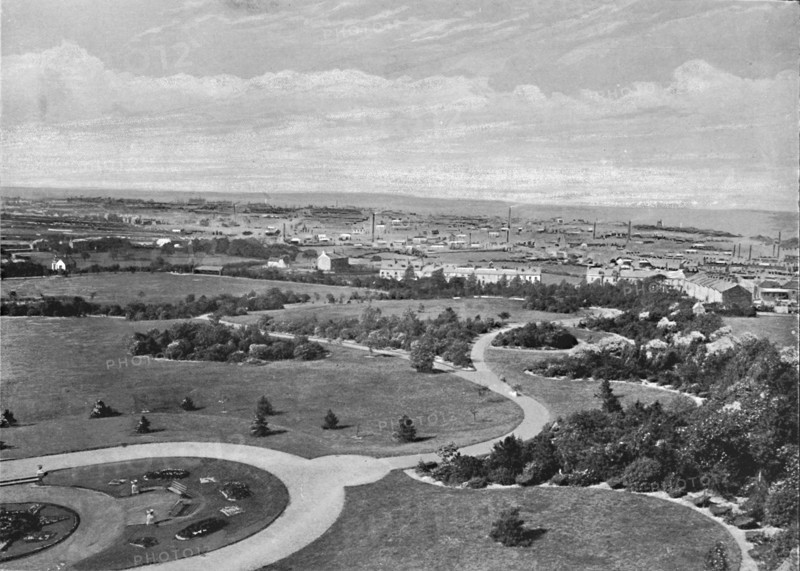 'Barnsley Park and Town', c1896. Artist: Warner Gothard.