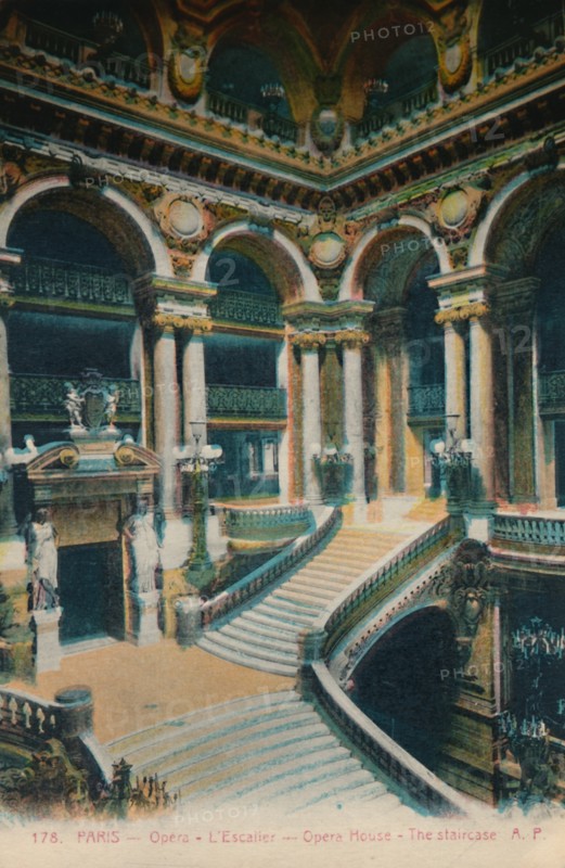 L'Opéra Garnier - the staircase, Paris, c1920. Artist: Unknown.