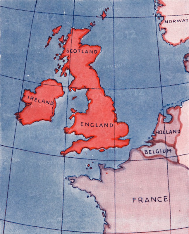 'The British Isles and France, Belgium and Holland at Noon in mid-summer', 1935. Artist: Unknown.