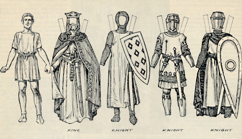 'The Gallery of British Costume: Types of Dress in Early Plantagenet Times', c1934. Artist: Unknown.