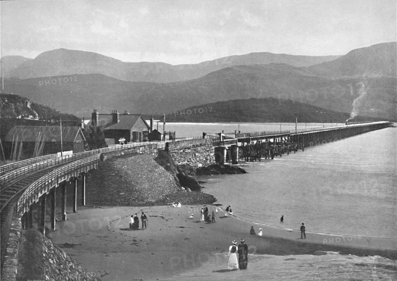 'Barmouth Bridge and Cader Idris', c1896. Artist: H Owen.