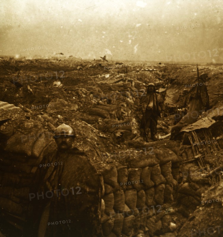 Trenches on the front line, Moulin de Souain, northern France, c1915. Artist: Unknown.