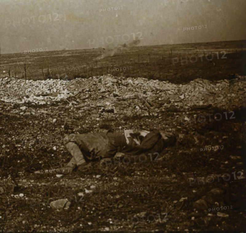 Body with barrage fire in the distance, c1914-c1918. Artist: Unknown.
