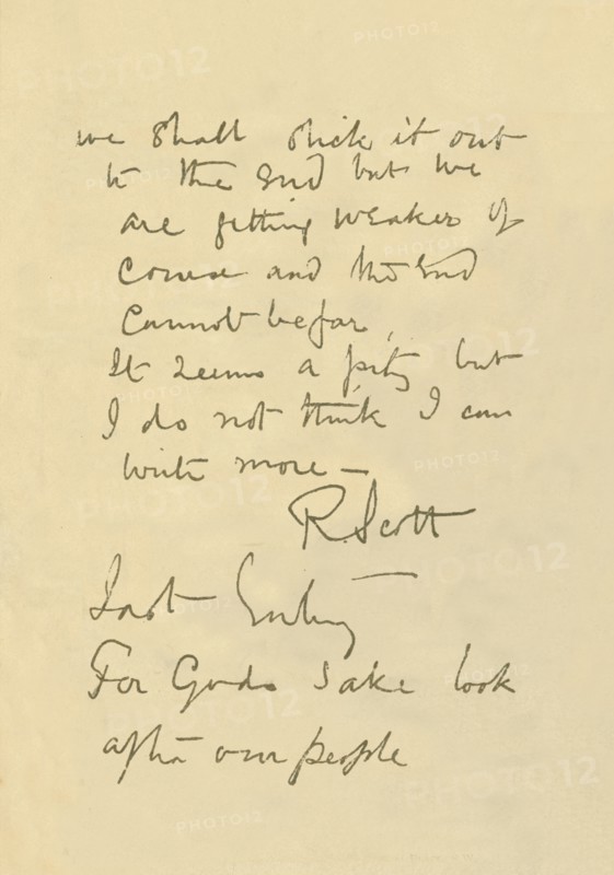 'Facsimile of Message to the Public', 29 March 1912, (1913). Artist: Robert Falcon Scott.