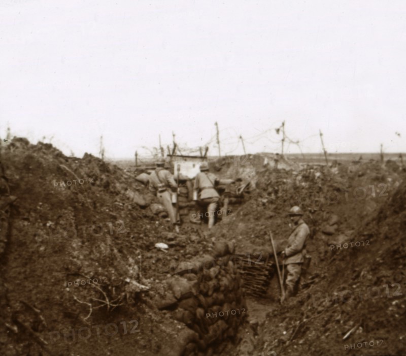 Soldiers in the trenches, Massiges, northern France, c1914-c1918. Artist: Unknown.