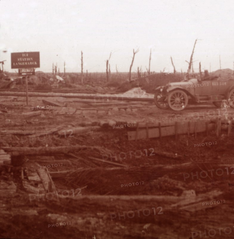 Langemarck station, Flanders, Belgium, c1914-c1918. Artist: Unknown.