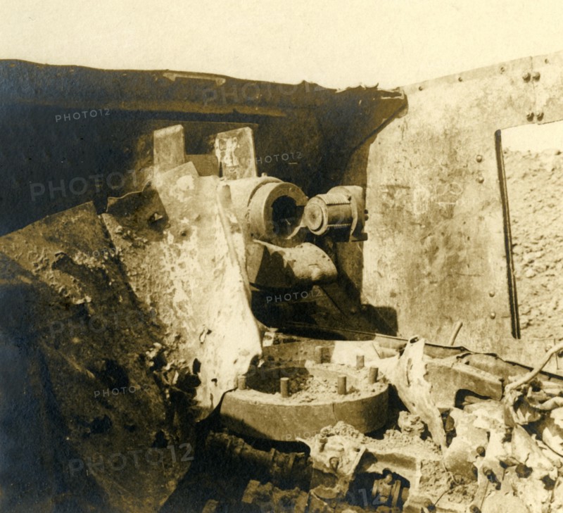 Interior of a tank which has been torn open, c1914-c1918. Artist: Unknown.