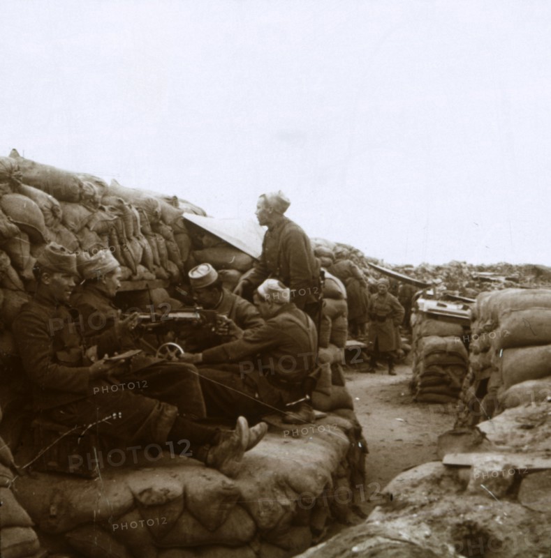 Zouaves near the River Yser, Nieuwpoort, Flanders, Belgium, c1914-c1918. Artist: Unknown.