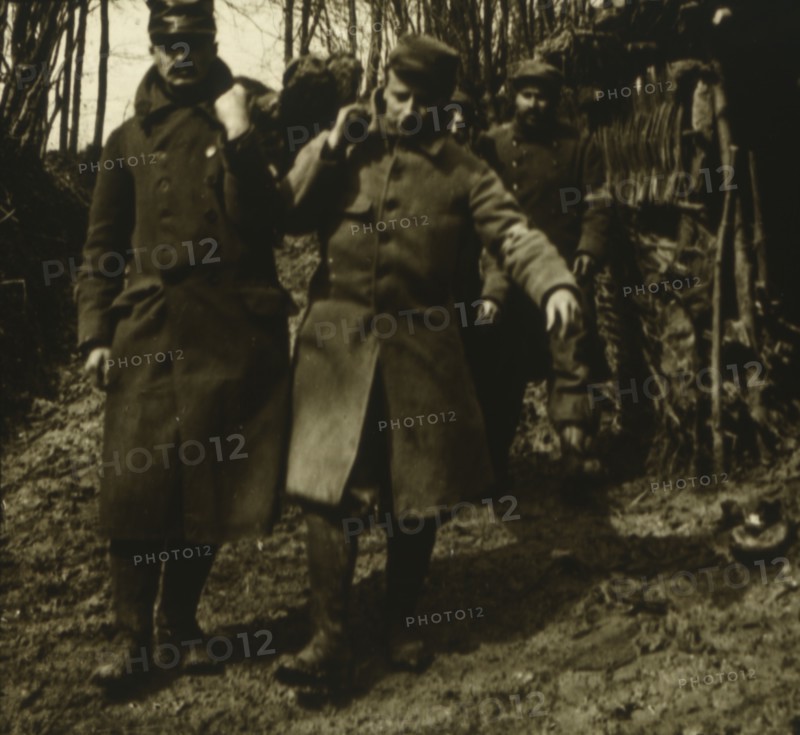 Transporting the injured, c1914-c1918. Artist: Unknown.