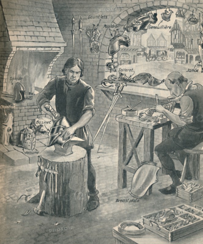 'Making Armour for the Knights of Old', c1934. Artist: Unknown.