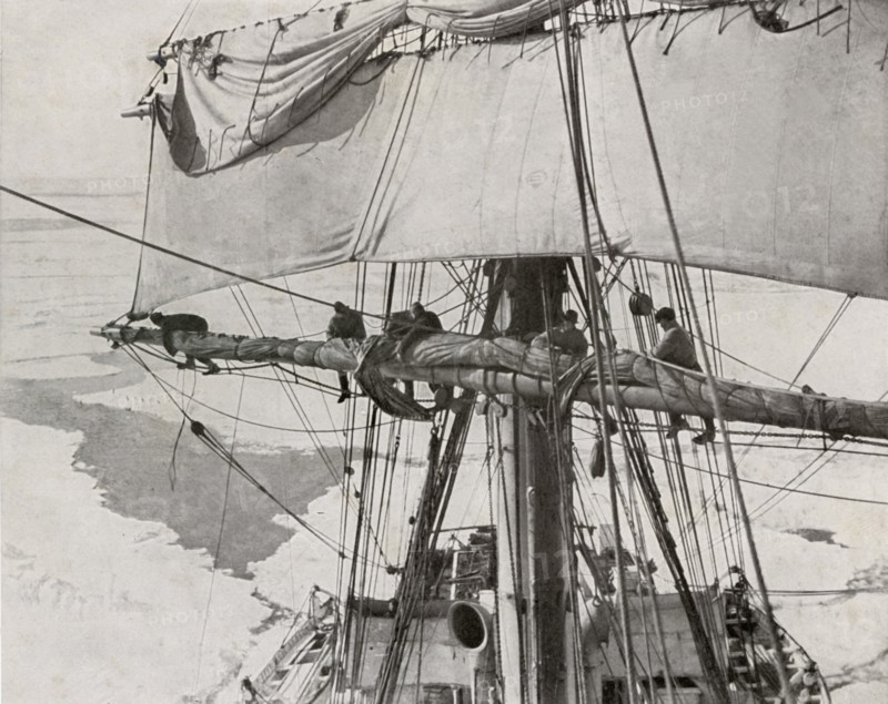 'Furling Sail in the Pack', c1910?1913, (1913). Artist: Herbert Ponting.