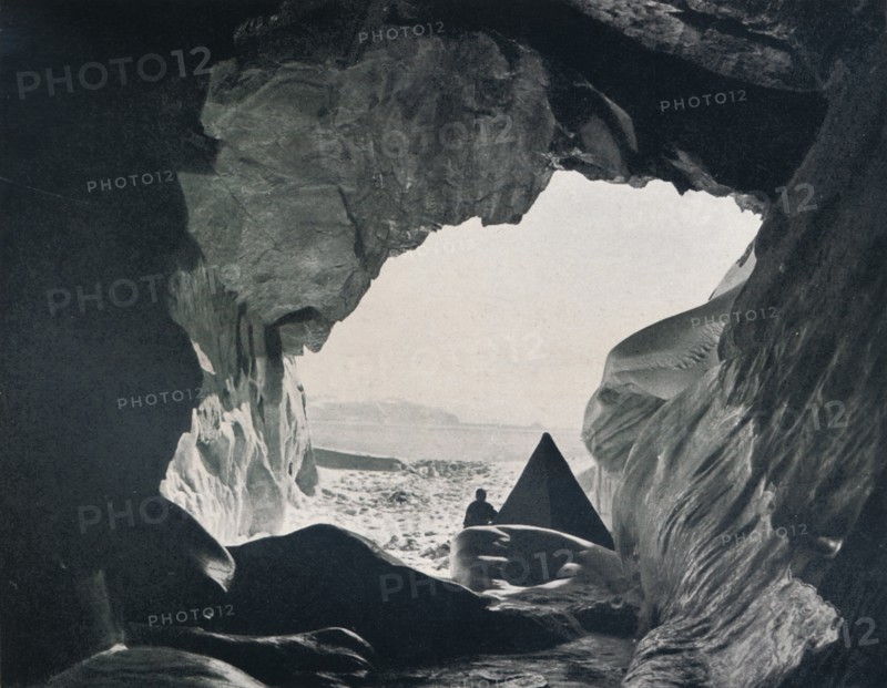 'Camp in the Cave Under Penelope Point', 1912, (1913). Artist: G Murray Levick.