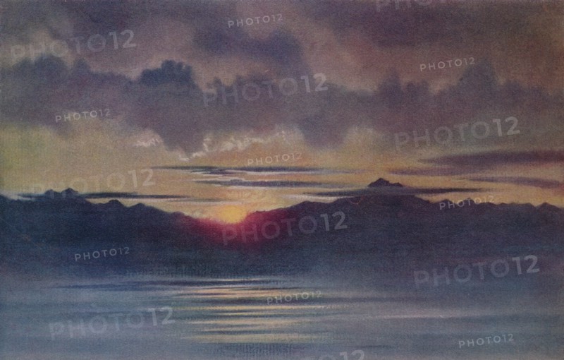 'An April Sunset from Hut Point, Looking West', 1911, (1913). Artist: Edward Wilson.