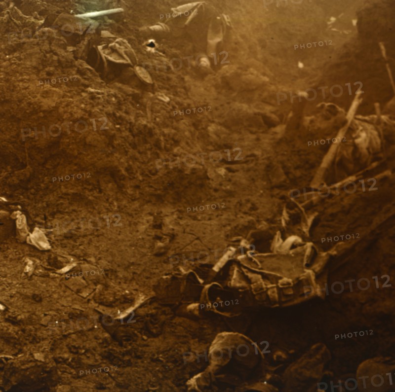 Captured enemy trench, Les Éparges, northern France, 1915.  Artist: Unknown.