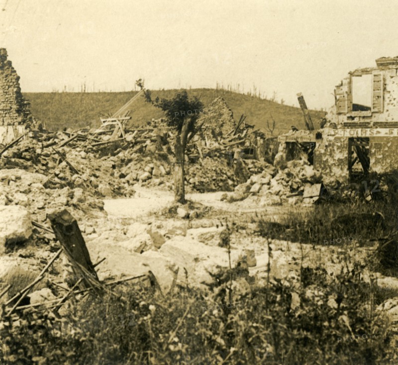 Ruined buildings, Chavignon, northern France, c1914-c1918. Artist: Unknown.