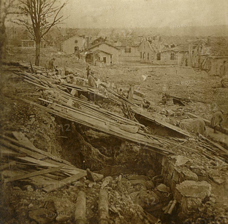 Open-air dormitory at Tavannes Fort, Verdun, northern France, c1914-c1918. Artist: Unknown.