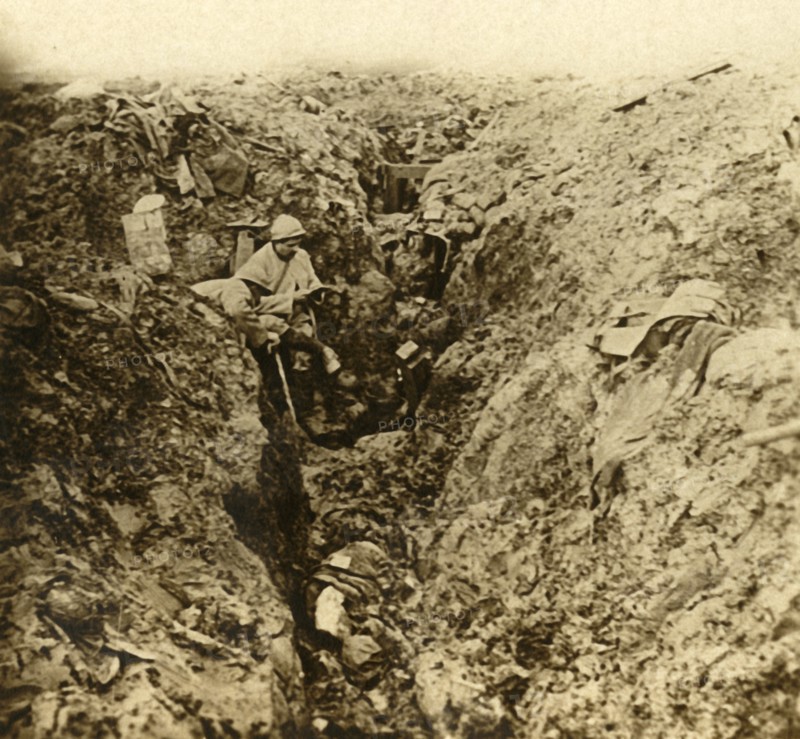 German trenches destroyed by shelling, Verdun, northern France, c1914-c1918. Artist: Unknown.