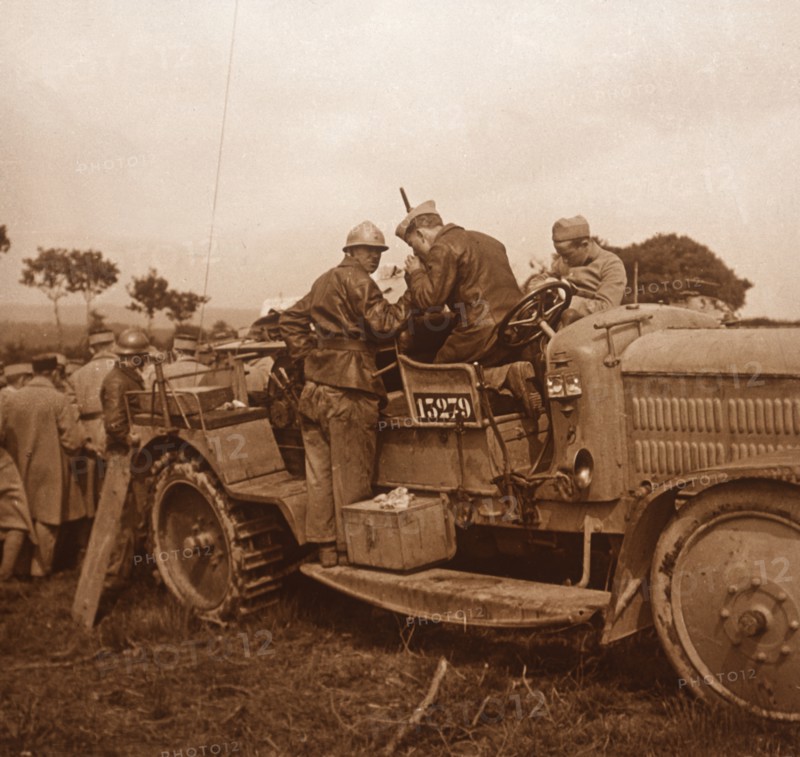 Use of the winch for barrage balloon, Somme, northern France, c1914-c1918.  Artist: Unknown.