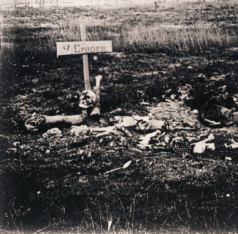 Cross and human remains, c1914-c1918. Artist: Unknown.
