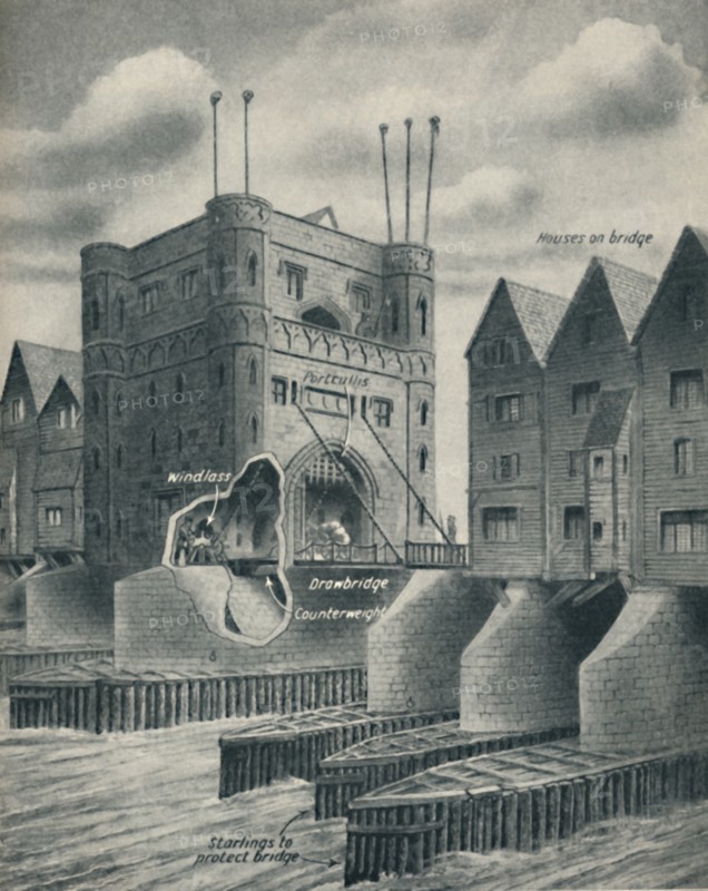 'The Drawbridge Defending London City', c1934. Artist: Unknown.