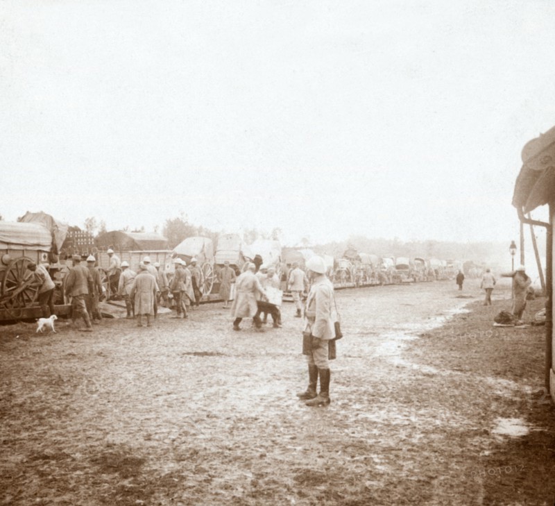 Arriving at Revigny, northern France, c1914-c1918. Artist: Unknown.